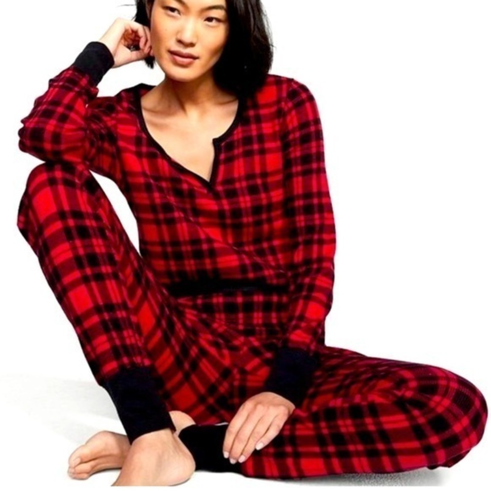 Victoria's Secret Thermal Long John Pajama Set 2PC Buffalo Red Plaid XXL